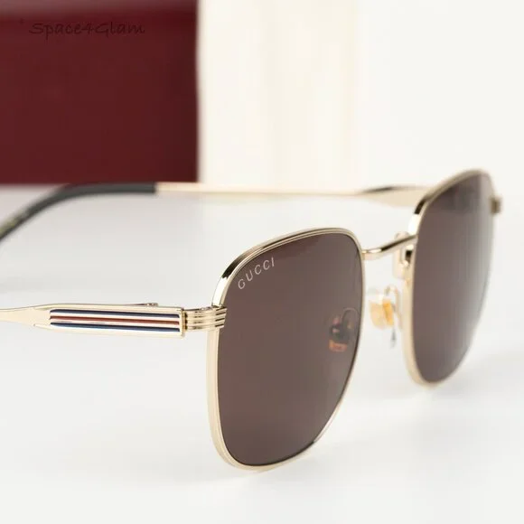 Gucci Women Sunglasses Gold Brown Square GG1876S 002 NEW AUTHENTIC